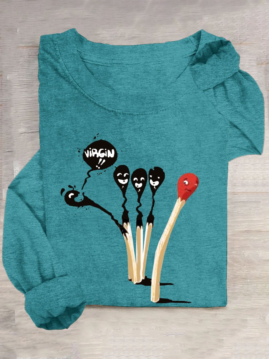 Funny Matches Casual Crew Neck T-Shirt