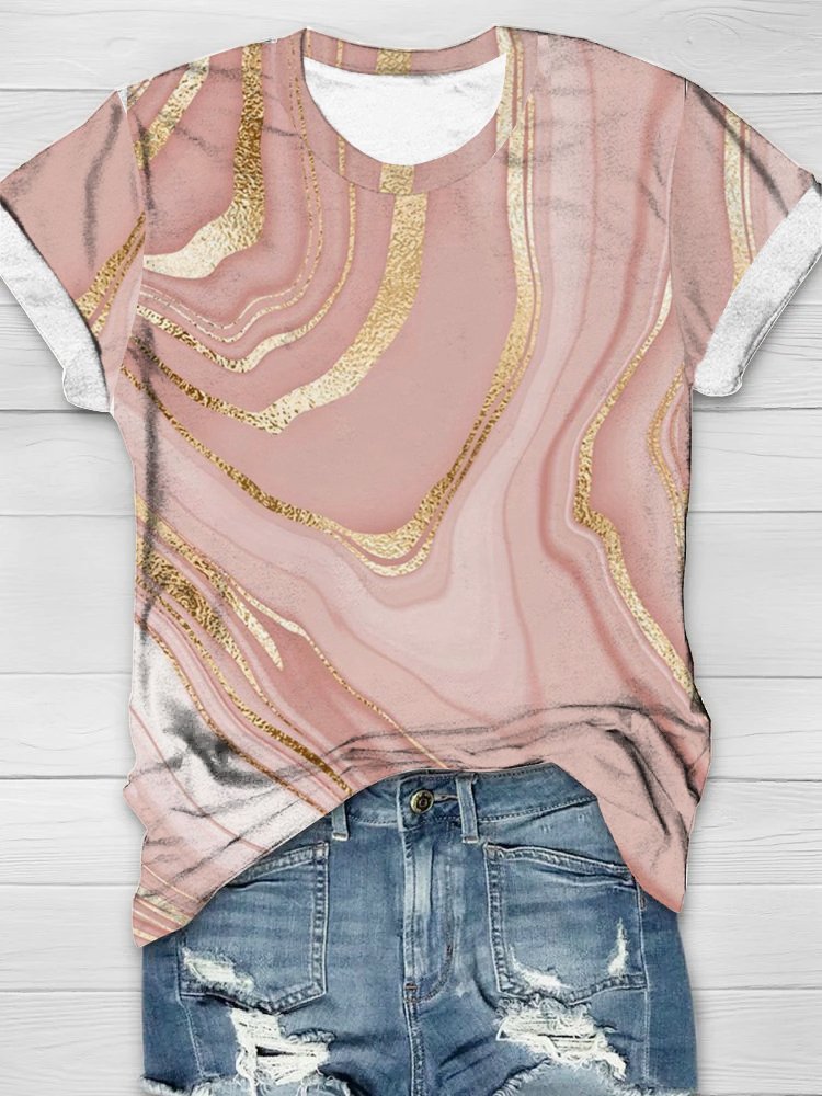 Casual Random Print Crew Neck Loose T-Shirt