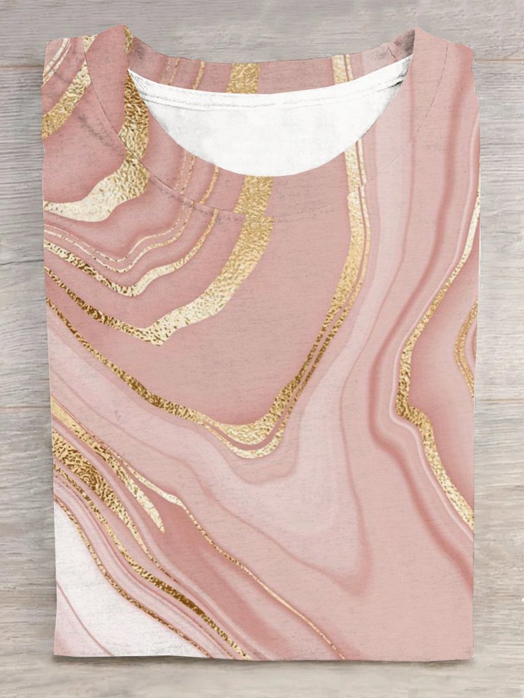 Casual Random Print Crew Neck Loose T-Shirt