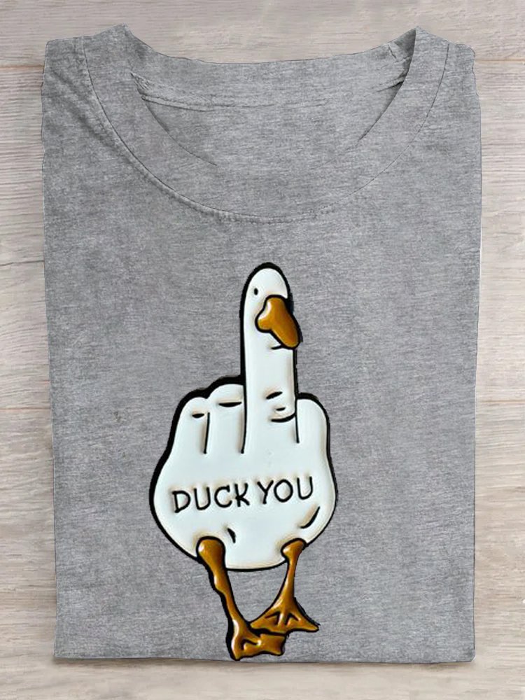 Cotton Casual Duck Letter Pattern T-Shirt