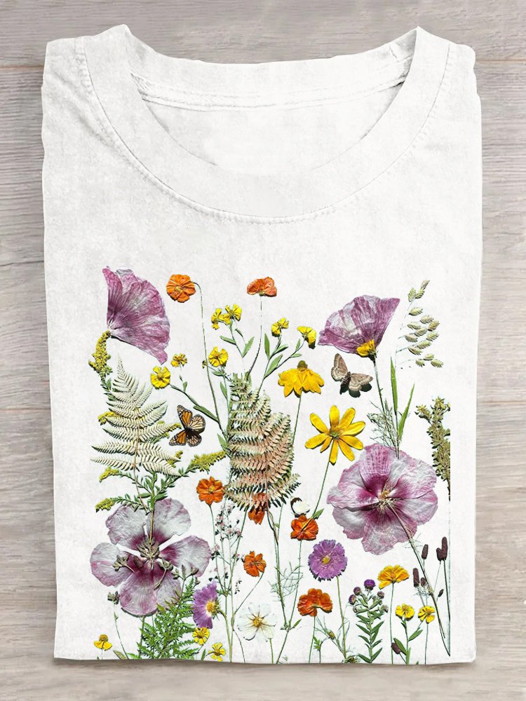 Cotton Loose Floral Casual T-Shirt