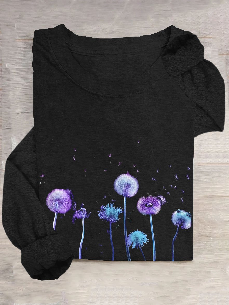 Casual Crew Neck Dandelion T-Shirt