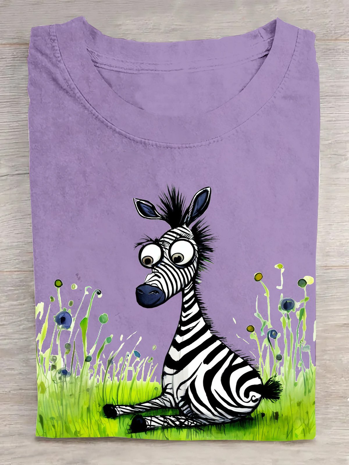 Cotton Casual Zebra Crew Neck T-Shirt