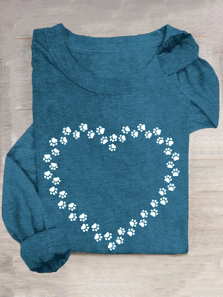 Heart shaped Cat Claw Printed Casual T-shirt