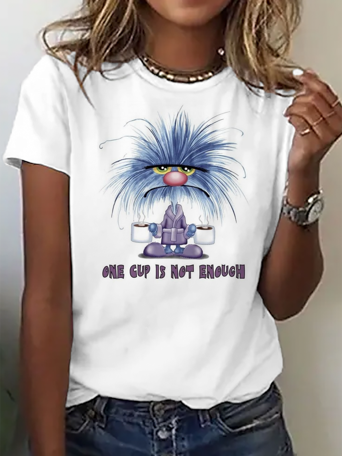 Cotton Casual Summer Animal Short Sleeve Loose Crew Neck H-Line Cotton35%; Polyester65% T-shirt