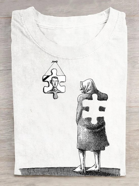 Cotton Figure Casual T-Shirt