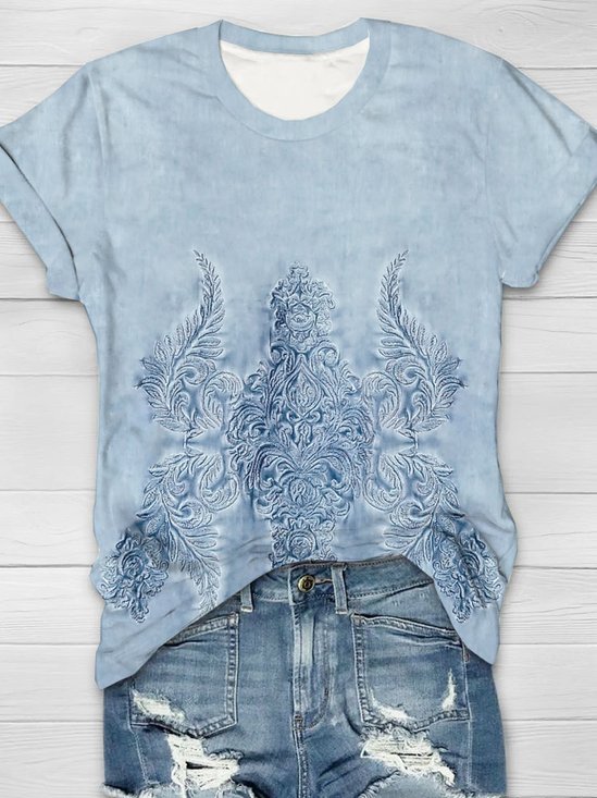 Ethnic pattern printed T-shirt