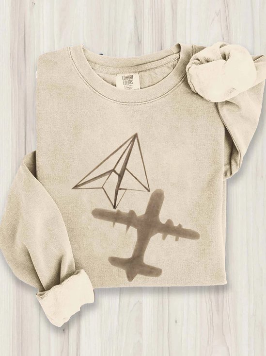 Abstract Crew Neck Cotton Casual Sweatshirt