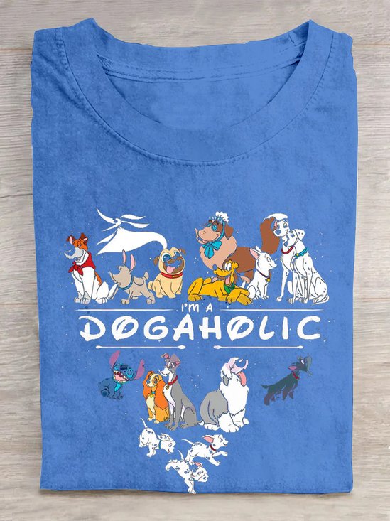 Crew Neck Animal Letter Pattern Casual Loose T-Shirt