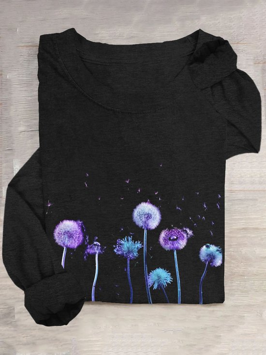 Casual Crew Neck Dandelion T-Shirt