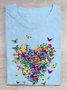 Loose Casual Crew Neck Butterfly T-Shirt