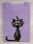 Casual Cat Loose Crew Neck T-Shirt