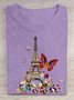 Loose Cotton Paris Crew Neck Casual T-Shirt