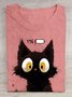 Funny Cat Printed Casual T-Shirt