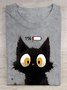 Funny Cat Printed Casual T-Shirt