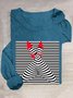 Abstract Stripes Casual Crew Neck Loose T-Shirt
