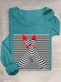 Abstract Stripes Casual Crew Neck Loose T-Shirt