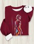 Cotton Figure Casual Loose Sweatshirt
