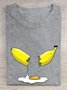 Funny Banana Eggs Printed Casual T-Shirt