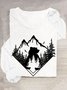 Scenery Loose Casual Cotton-Blend T-Shirt