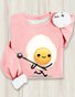 Funny Fried Eggs Printed Casual Crew Neck Sweatshirt
