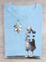 Cotton Figure Casual T-Shirt