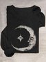 Loose Casual Crew Neck Moon T-Shirt