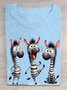 Cotton Loose Zebra Casual T-Shirt