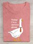 Funny Duck Text Letter Printed Round Neck Short Sleeve Casual T-shirt