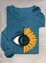 Abstract Floral eyes Casual Crew Neck Cotton-Blend T-Shirt