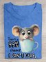 Funny Mouse Text Letter Printed Round Neck T-shirt