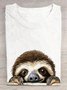 Crew Neck Casual Loose Animal T-Shirt