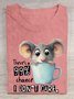 Funny Mouse Text Letter Printed Round Neck T-shirt