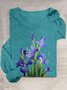 Cotton-Blend Loose Casual Floral T-Shirt