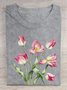Cotton Tulipa  Loose Casual T-Shirt