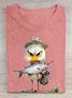 Loose Cotton Casual Duck And Fish T-Shirt