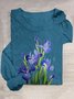 Cotton-Blend Loose Casual Floral T-Shirt
