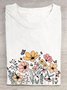 Cotton Crew Neck Floral Casual T-Shirt
