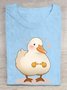Fun duck print round neck casual short sleeved T-shirt