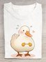 Fun duck print round neck casual short sleeved T-shirt