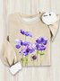 Loose Crew Neck Casual Floral Sweatshirt