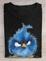 Casual Loose Bird Cotton Crew Neck T-Shirt