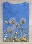 Casual Crew Neck Loose Dandelion T-Shirt