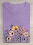 Cotton Crew Neck Floral Casual T-Shirt