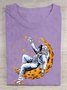 Lunar astronaut printed round neck casual short sleeved T-shirt