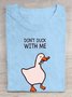 Casual Loose Duck Text Letters Crew Neck T-Shirt