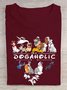 Crew Neck Animal Letter Pattern Casual Loose T-Shirt