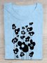 Floral print round neck short sleeved T-shirt