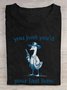 Letter Pattern And Duck Casual Loose T-Shirt