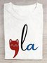 Retro Cat Comma La Cat Lover For President 2024  Cotton T-shirt